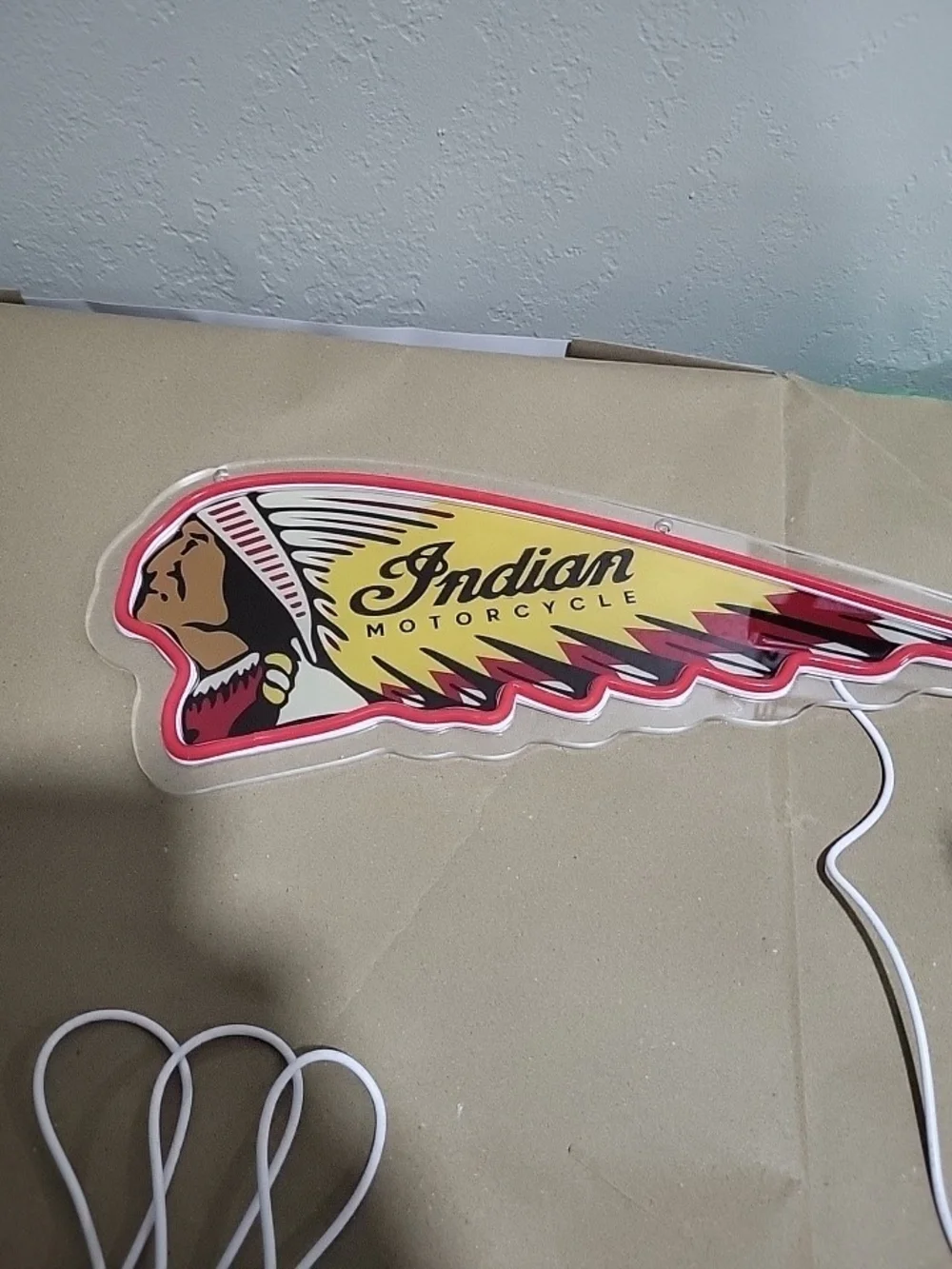 Indian Motorcycle Neon-Style Red and Yellow Wall Sign